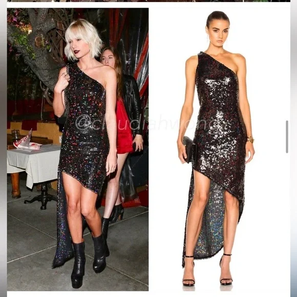 ASO Taylor Swift HANEY Blanca Sequin Embellished Dress in Opalescent Brown - Picture 10 of 17